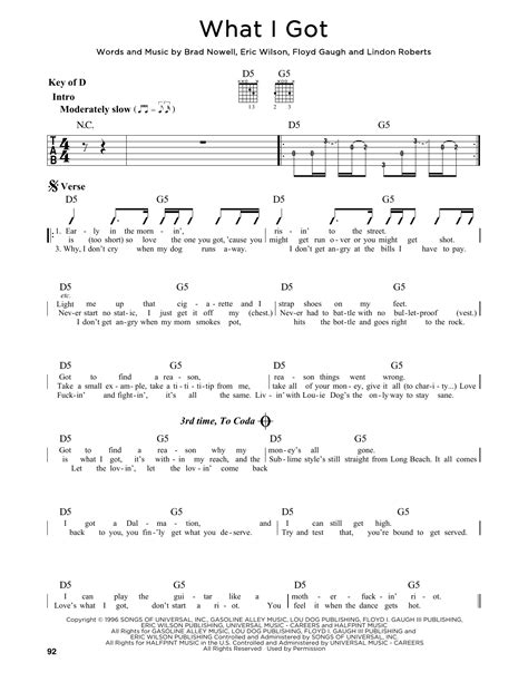 What I Got by Sublime - Guitar Lead Sheet - Guitar Instructor