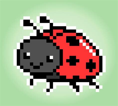 8-bit Pixel of ladybug. Animal pixels in vector Illustration for game ...