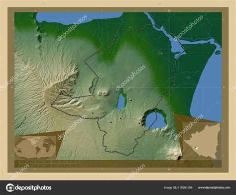 Masaya Department Nicaragua Colored Elevation Map Lakes Rivers ...