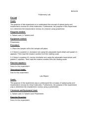 Polarimetry lab.docx - BIOL101 Polarimetry Lab Pre-Lab Goals: The ...