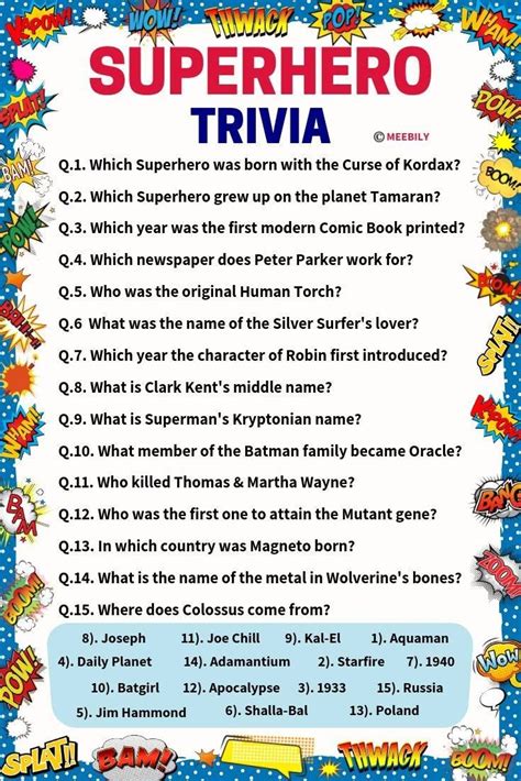 100+ 100+ Superhero Trivia Questions & Answers - Meebily | Trivia ...