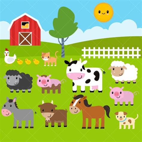 Farm Animals Clipart / Farm Clip Art / Barnyard Animals in 2021 | Cute ...