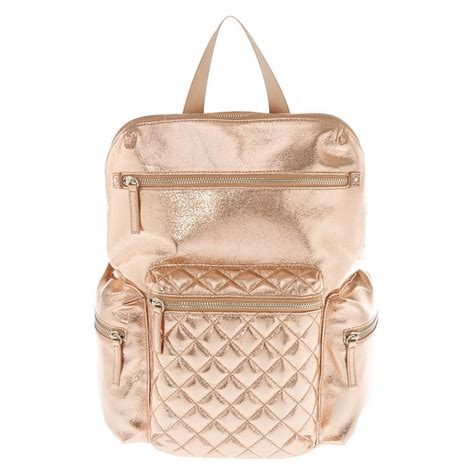 Quilted Metallic Rose Gold Backpack | Icing US