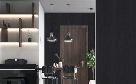 Black Wood Contact Paper 15.7"x393" Peel and Stick Wallpaper Self-Adhesive Removable Decorative ...