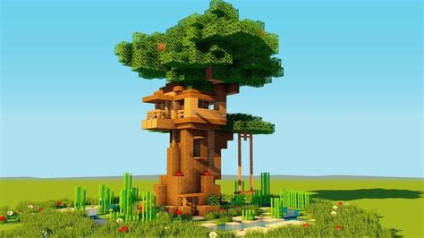 How to make a Minecraft TREE House! - Easy Starter Treehouse - 2018