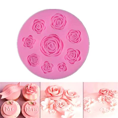 9 Rose Shaped Candy Fondant Silicone Mold in Sri Lanka