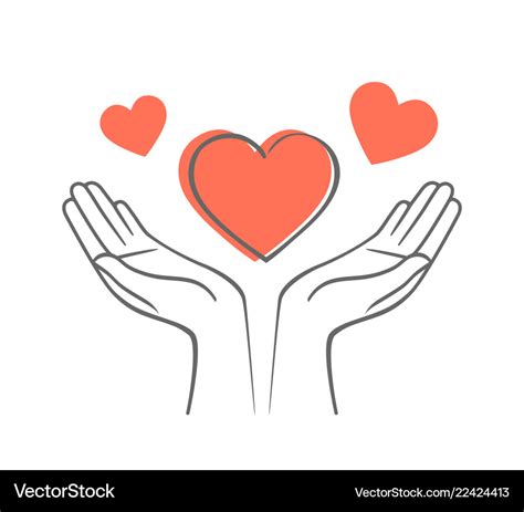 Heart in his hands symbol of love and charity Vector Image