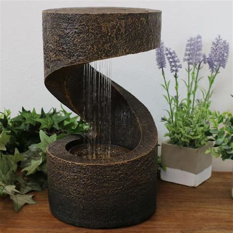 4 Levels Table Top Mini Indoor Waterfall Fountain With LED Lighting ...