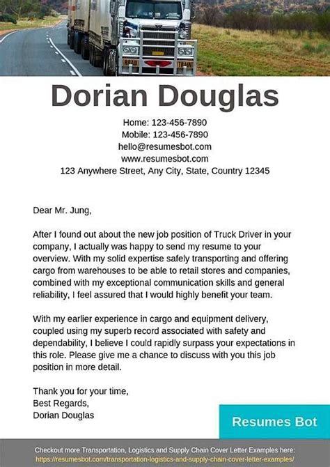 Delivery Truck Driver Cover Letter | Driver job, Truck driver jobs, Truck driver