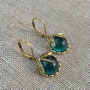 Vintage Metal Dragonfly Earrings Inky Blue Moonstone Brass - Temu