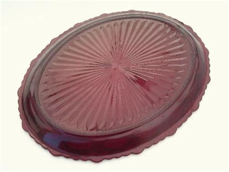 Avon Cape Cod ruby red glass platter, vintage Cape Cod pattern glass