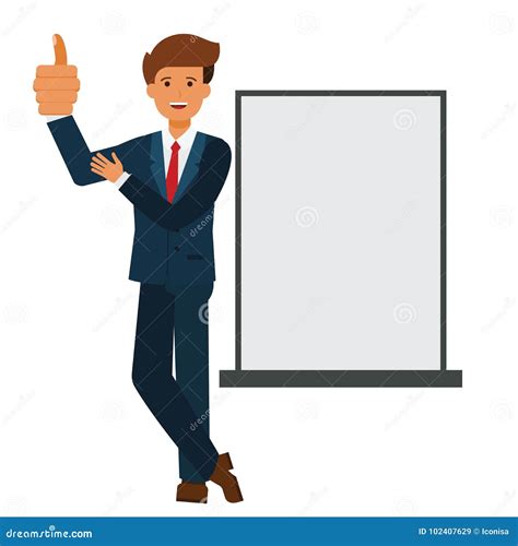 Businessman Showing Thumb Up Cartoon Flat Vector Illustration Stock Vector - Illustration of ...