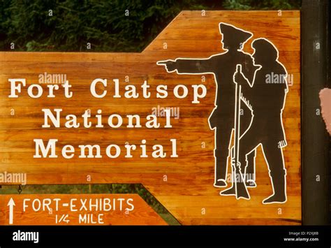 Entrance sign, Fort Clatsop National Memorial, Oregon Stock Photo - Alamy