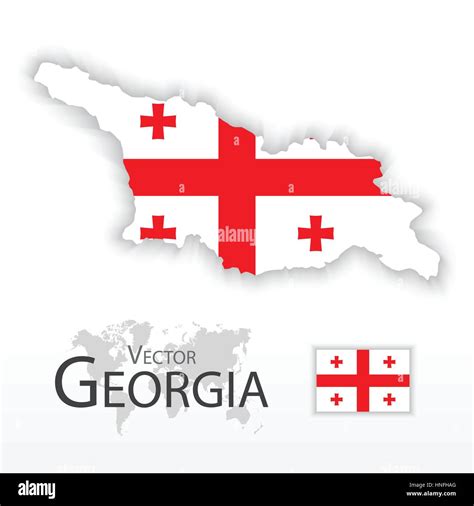 Georgia ( Republic of Georgia ) ( flag and map ) ( transportation and tourism concept Stock ...