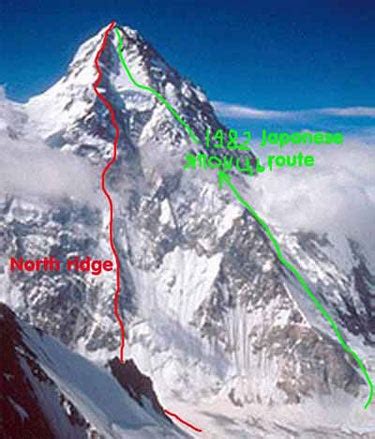 The north side of K2. The North Ridge is in the centre of the picture. : r/Mountaineering