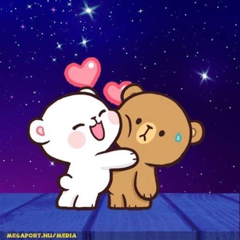 Two Cute Teddy Bear Cartoon