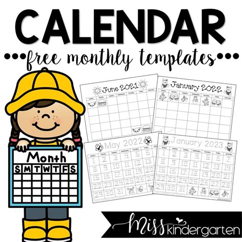 Free Calendar Templates 2022 and 2023 - Miss Kindergarten