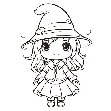 Cute Cute Witch Coloring Pages Halloween Page Outline Sketch Drawing ...