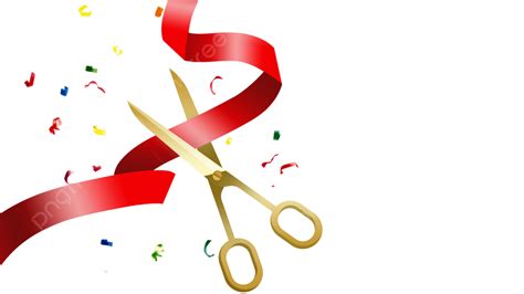 Ribbon Cutting Red Ribbon Horizontal Illustration Scissors, Cut The Ribbon, Ribbon, Red PNG ...