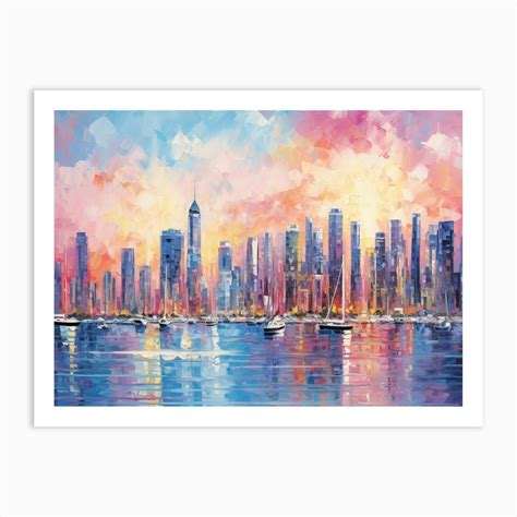 Cityscape At Sunset 1 Art Print by ArtCanvasQuest - Fy