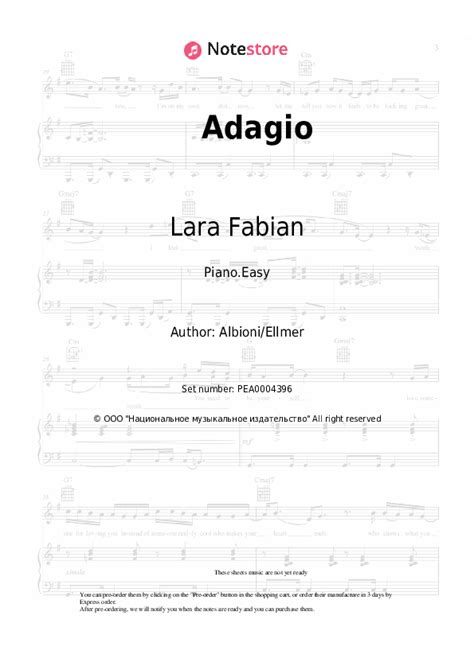 Lara Fabian - Adagio piano sheet music in Note-Store.com | Piano.Easy SKU PEA0004396