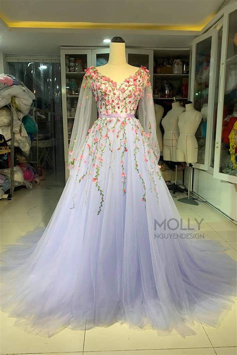 Flowers Light Lilac Dress Evening Dress Prom Dress - Etsy