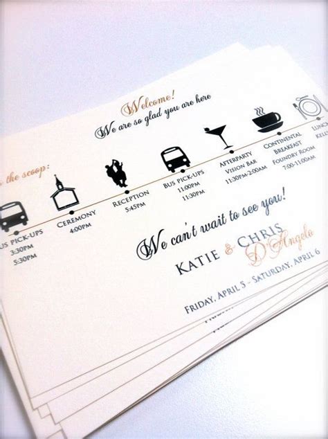 Wedding Itinerary Cards by JaxDesigns27 on Etsy - could include info on ...