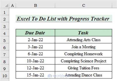 Excel To Do List with Progress Tracker (4 Suitable Examples) - ExcelDemy