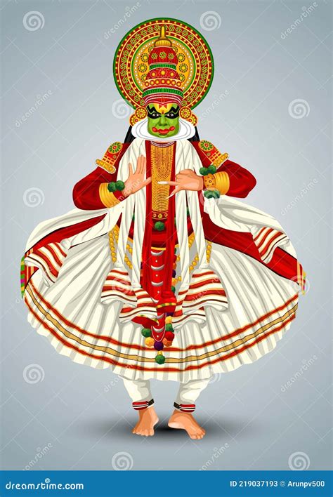 Kerala Traditional Folk Dance Kathakali Full Size Vector Illustration Design Stock Vector ...