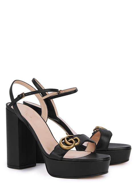 Gucci GG Marmont 115 Leather Platform Sandals in Black - Lyst