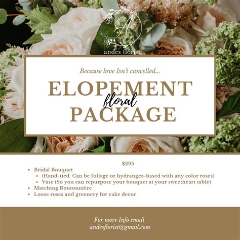 Wedding Elopement Package Special by Andes Florist