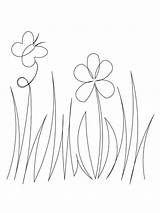 Grass With Flowers Coloring Pages sketch template