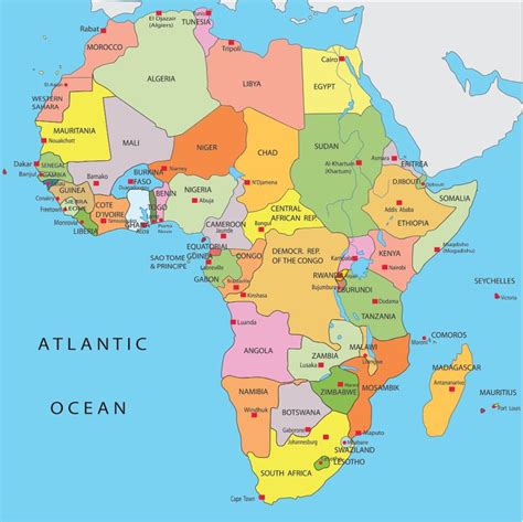 Africa Map With Capitals | Africa map, Africa continent map, Africa