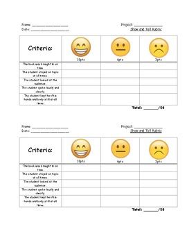 Show and Tell Rubric by Fun ESL Teaching | Teachers Pay Teachers