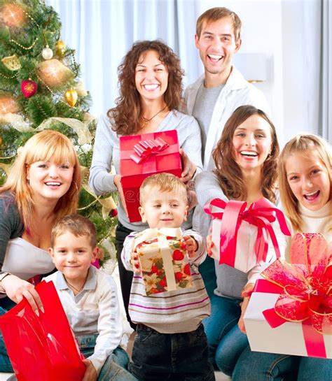 Big Family with Christmas Gifts Stock Image - Image of caucasian ...