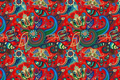 Red seamless Paisley pattern ~ Graphic Patterns ~ Creative Market