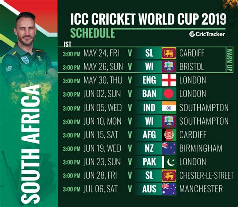 World Cup 2019: South Africa – Squad, Fixtures, Venue and Match Timing