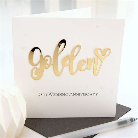 Golden 50th Wedding Anniversary Card | Shop Online - Hummingbird Card ...