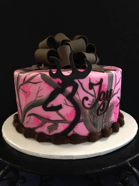 Real Tree Pink Camo Cake With Browning Symbol I Hand Painted The Design - CakeCentral.com