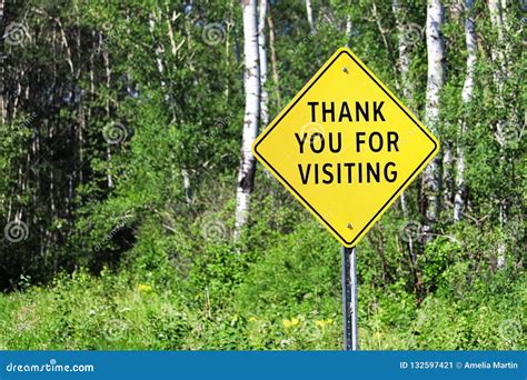 A Thank You for Visiting Sign Against a Forest Background Stock Image - Image of information ...