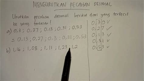 Cara Mengurutkan Pecahan Desimal Terkecil ke Terbesar - YouTube