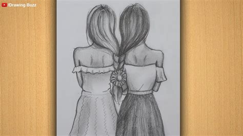 Best friends pencil Sketch Tutorial || How To Draw Two Friends Hugging Each other - YouTube