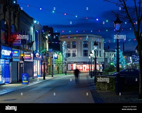 Shops at Christmas, Burnley, Lancashire, England UK Stock Photo ...