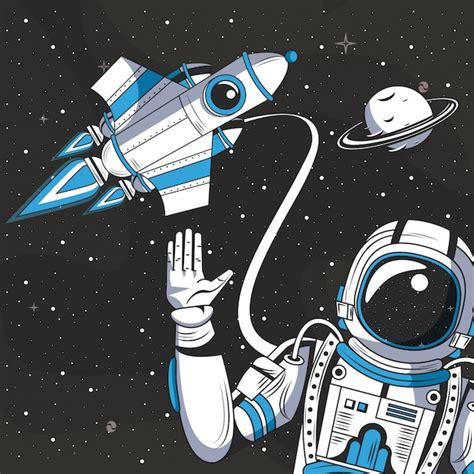 Free Vector | Astronaut in the space drawing cartoon