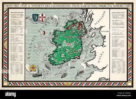 IRISH FREE STATE & NORTHERN IRELAND map, Gill MacDonald 1929 Stock ...