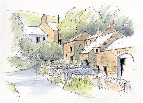 The village of Thorpe in the Yorkshire Dales ~ sketch ~ John Edwards ...