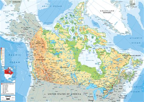 Canada Map (Physical) - Worldometer