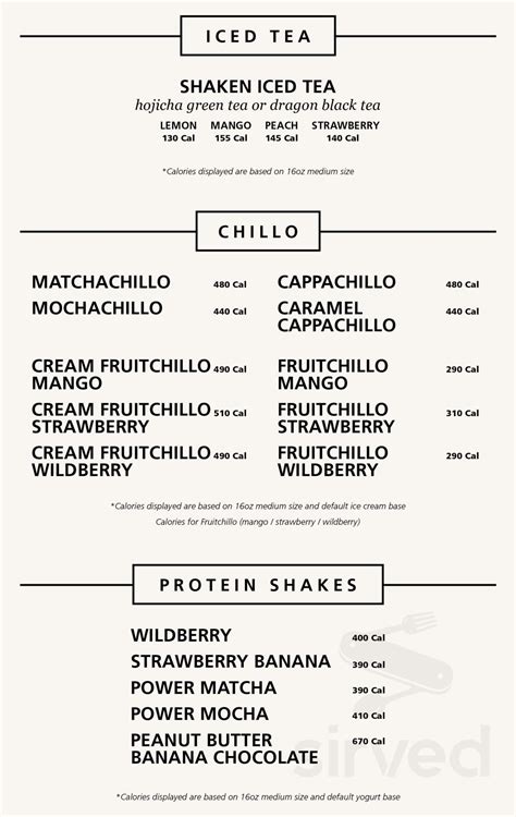 Blenz Coffee menu in Penticton, British Columbia, Canada