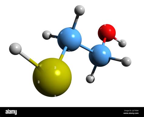 3D image of 2-mercaptoethanol skeletal formula - molecular chemical structure of Sulfanylethanol ...