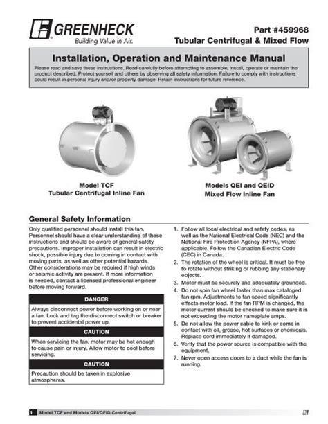 Installation, Operation and Maintenance Manual - Greenheck